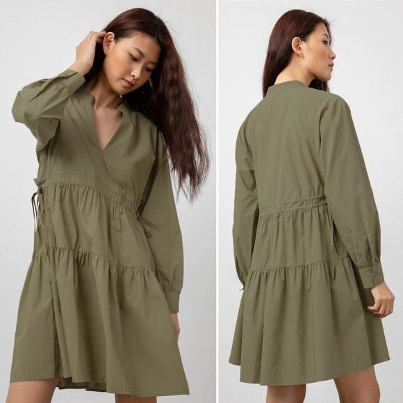 Rails Dresses & Skirts - Rails NWT Ivy Dress Medium moss green olive army long sleeve mini tiered ruffle